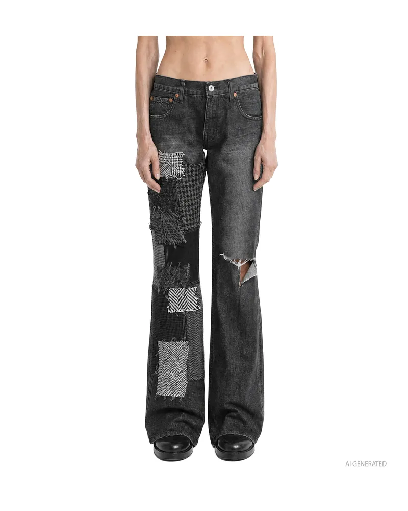 Junya Watanabe Patchwork Flared Jeans Black