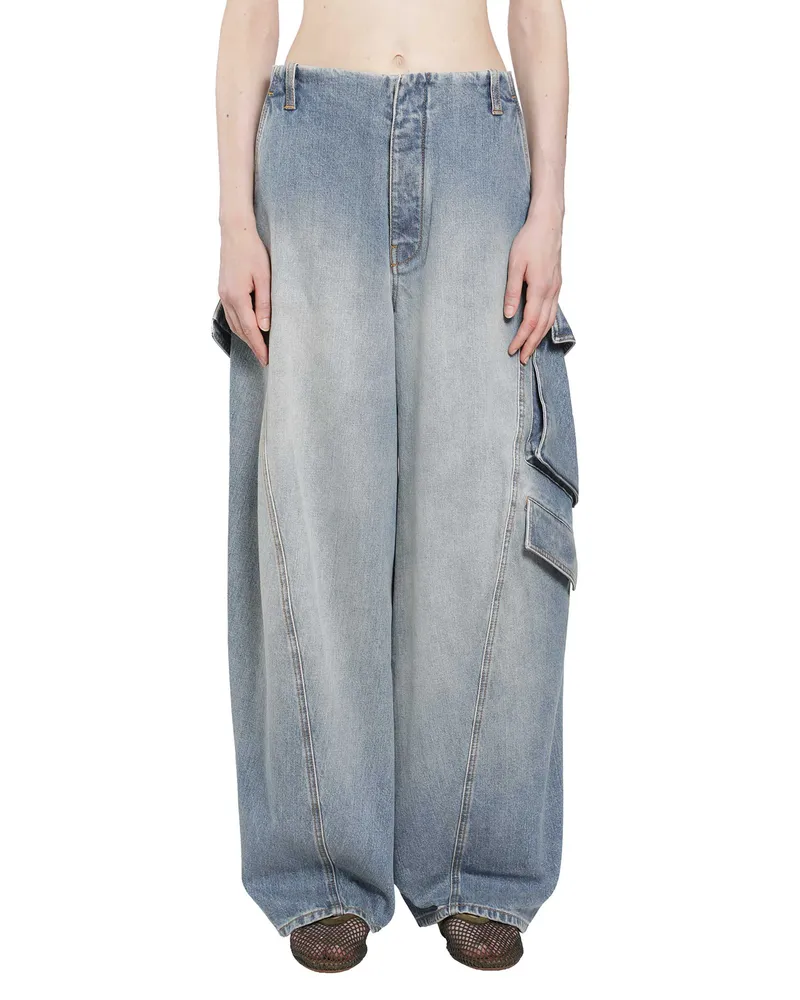 Alaïa Denim Cargo Pants Blue