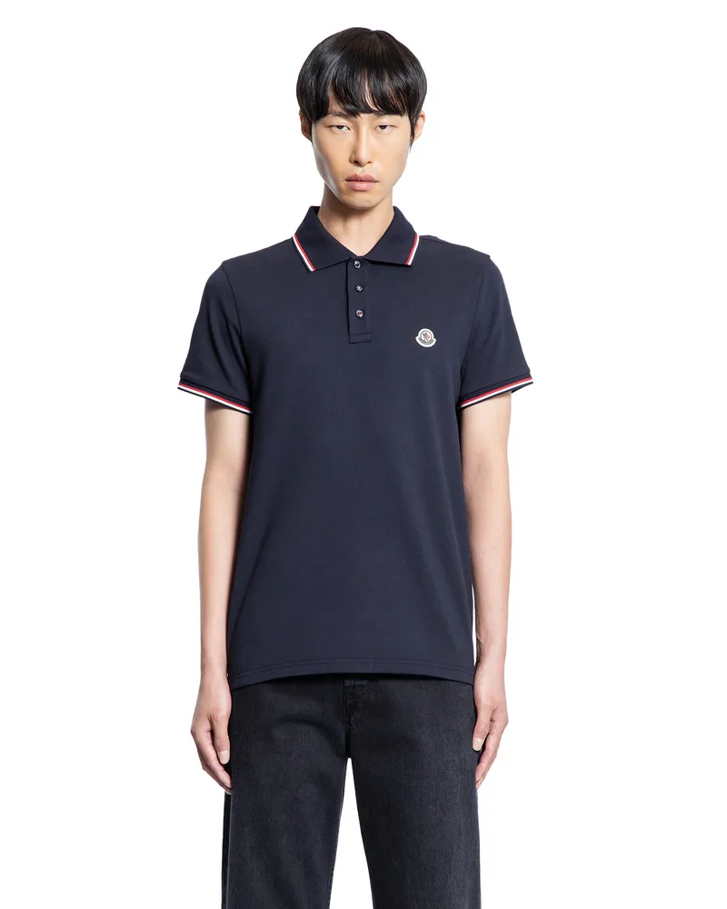 Moncler Logo Polo Shirt Blue
