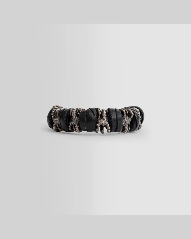 KD2024 Leather And Silver Bracelet Black
