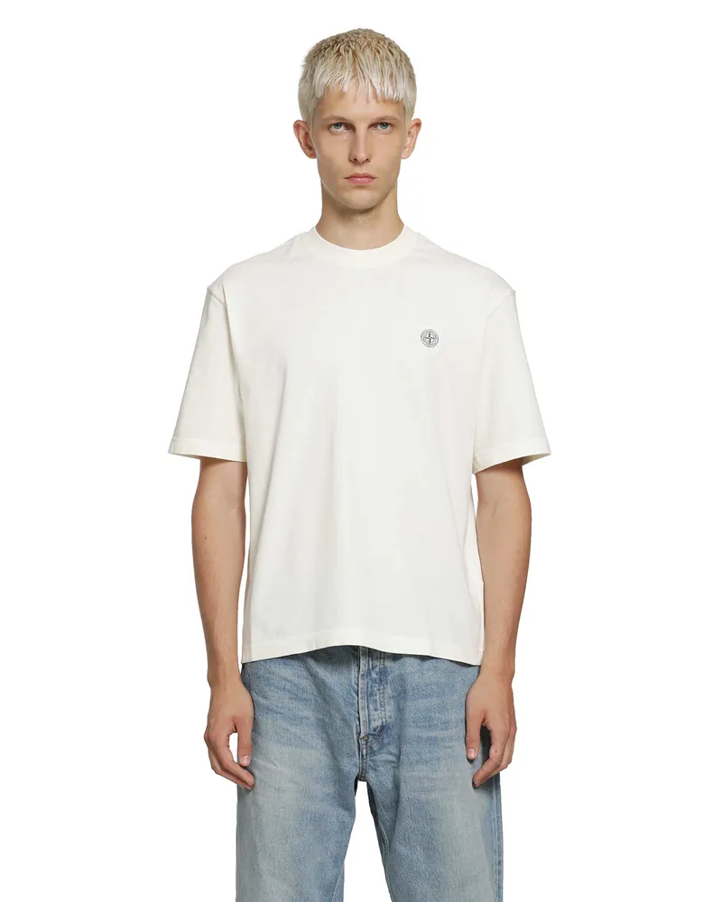 Stone Island 2100020 Combed Organic Cotton 'Old Effect Off-white