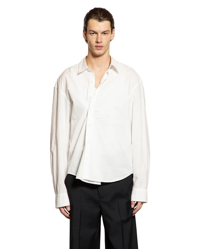 Ann Demeulemeester Isak Twisted Script Print Shirt White