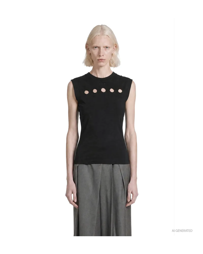 Marni Cut-Out Polkadot Tank Top Black