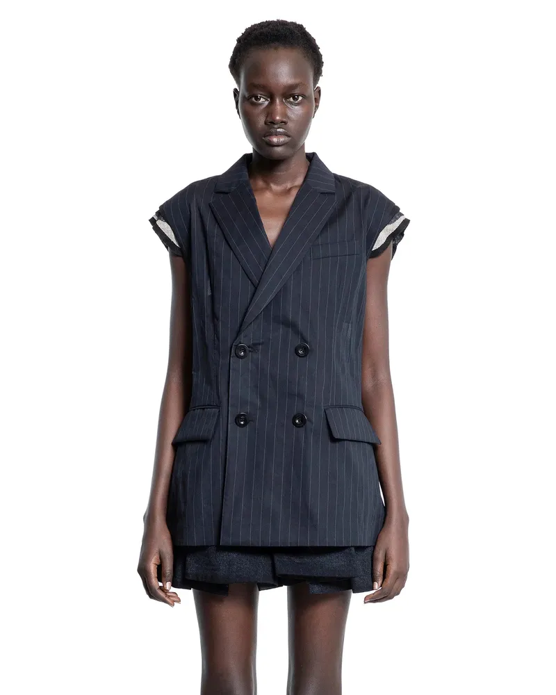 Sacai Gilet in Voile ad Alta Torsione Black