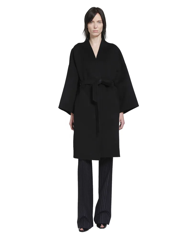 Fendi Kimono Double Wool Coat Black