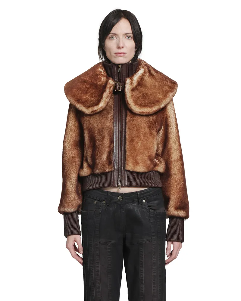 Charlotte Knowles Eliza Shearling Jacket Brown
