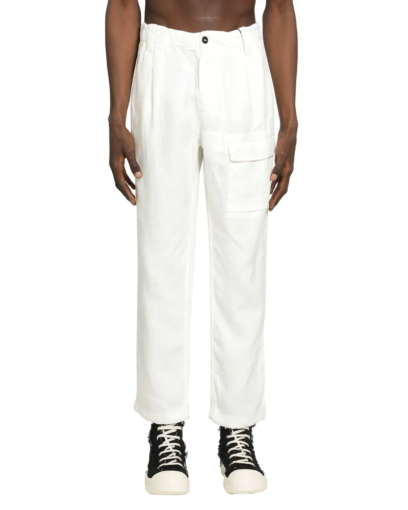 C.P. Company Cotton Canvas Cargo Trousers White