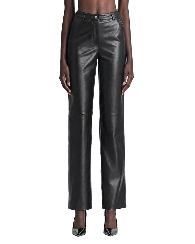 Max Mara Nappa leather Barrel-leg Trousers Black