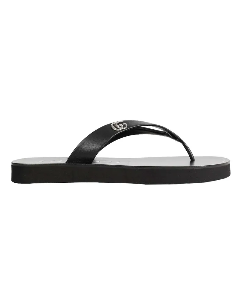 Gucci Double G Thong Leather Sandals Black
