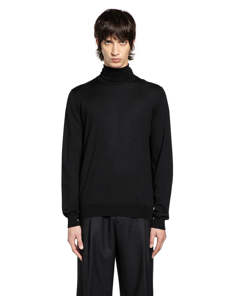 LARDINI Turtleneck Sweater in Wool Black