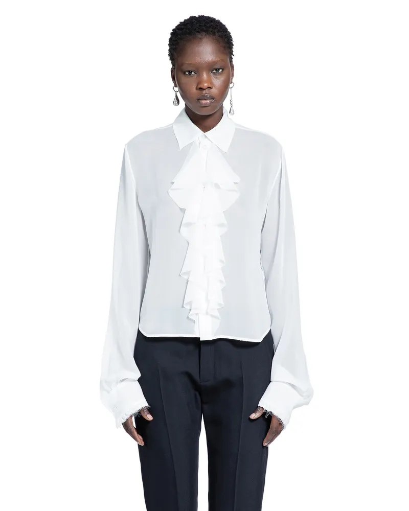 Ann Demeulemeester Nare Slim Fit Ruffle Shirt White