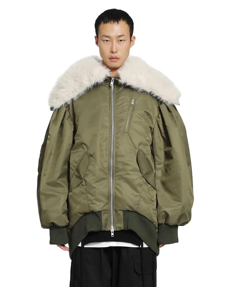 Simone Rocha Oversized Split Hooded Bomber Jacket Green