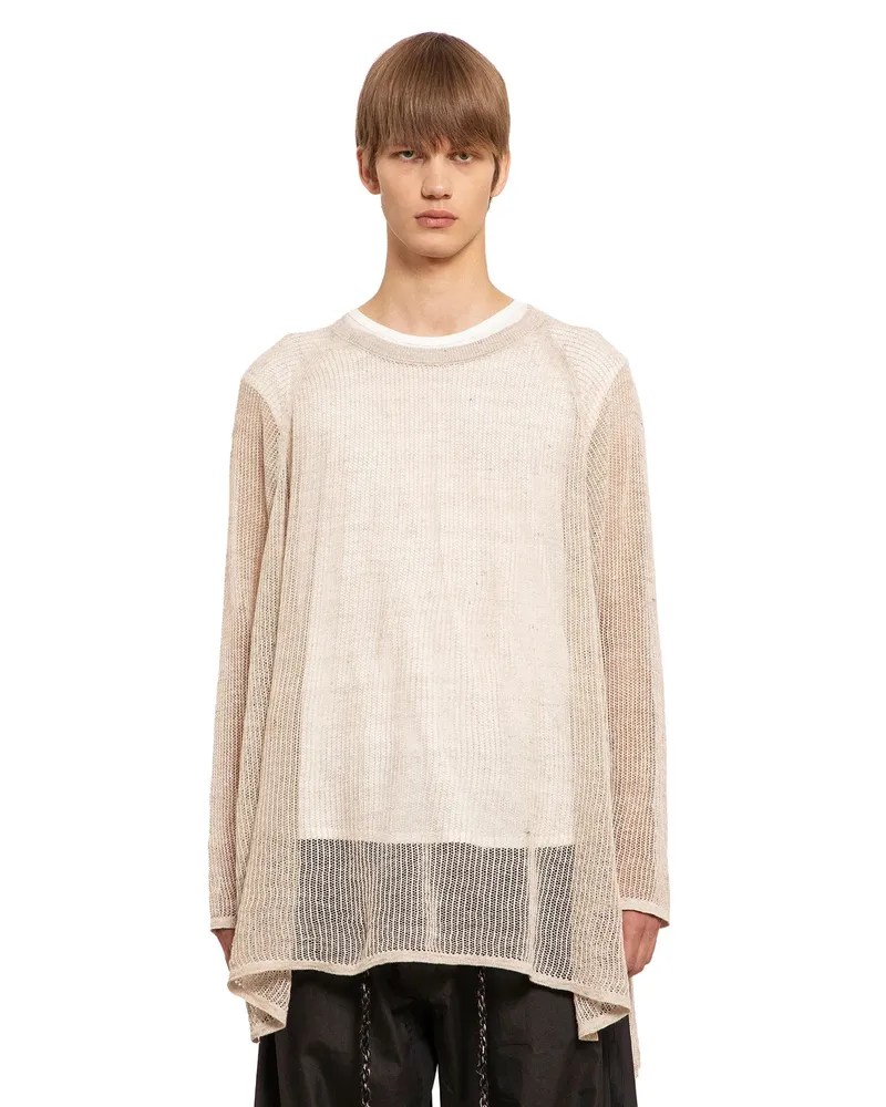 Jan-Jan Van Essche Oversized mesh ajour knit sweater Beige