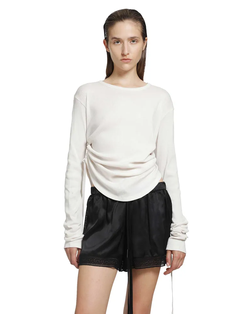 Ann Demeulemeester Dot Wrinkled Long Sleve Top White