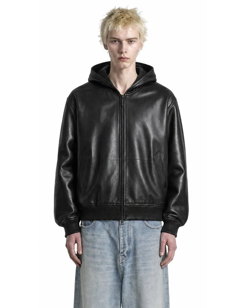 Balenciaga Short Hooded Coat Black