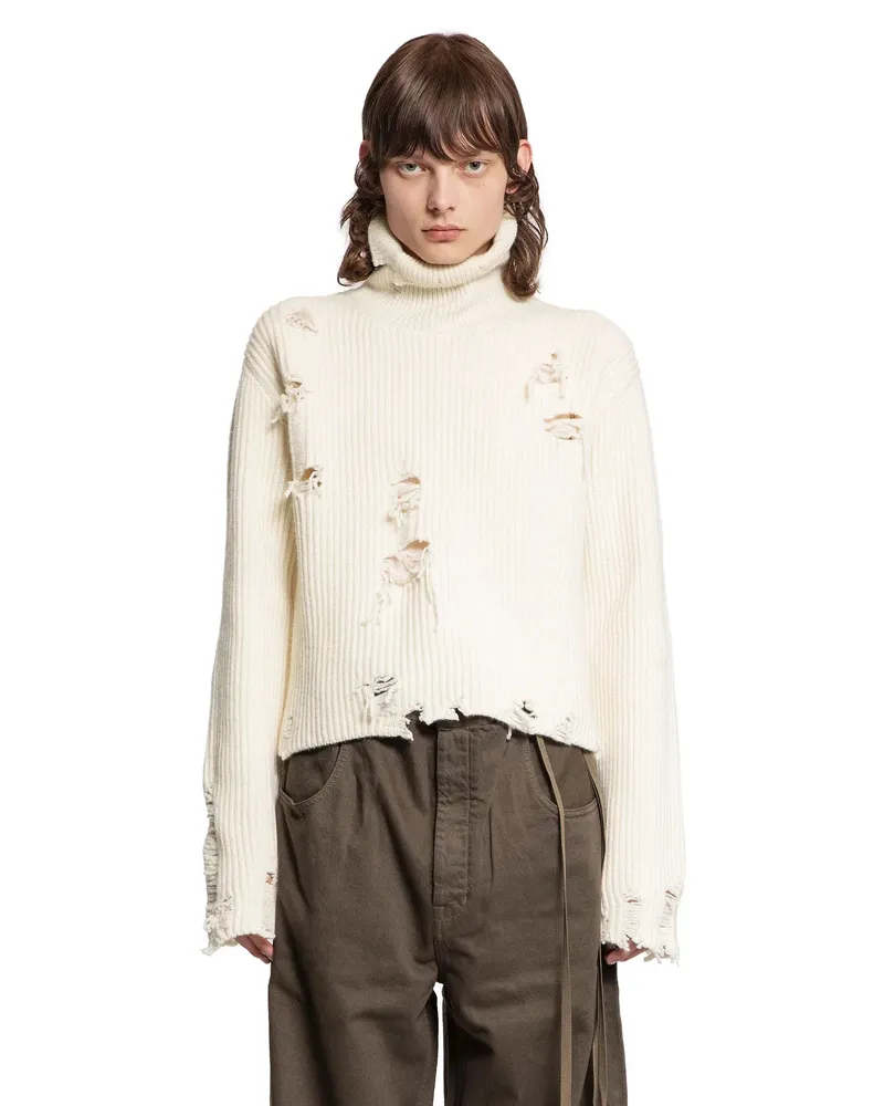 Ann Demeulemeester Armandus High-Neck Cropped Sweater Off-white
