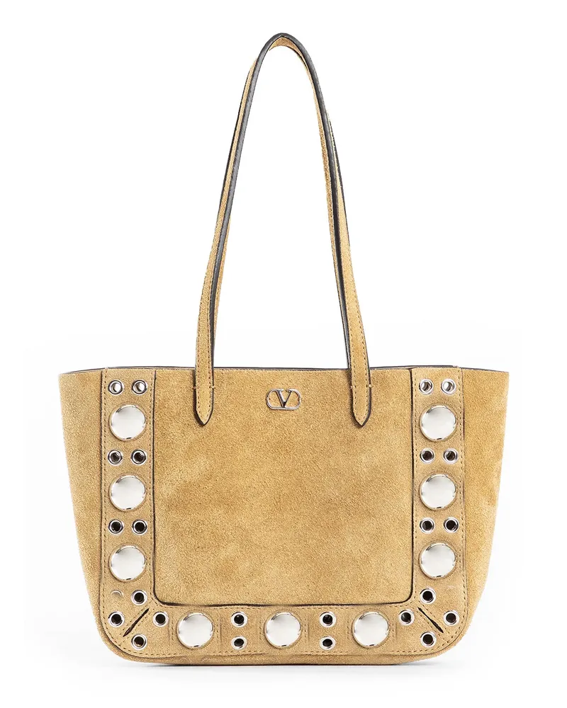 Valentino Garavani Nellcôte Mini Suede Shopping Bag Beige