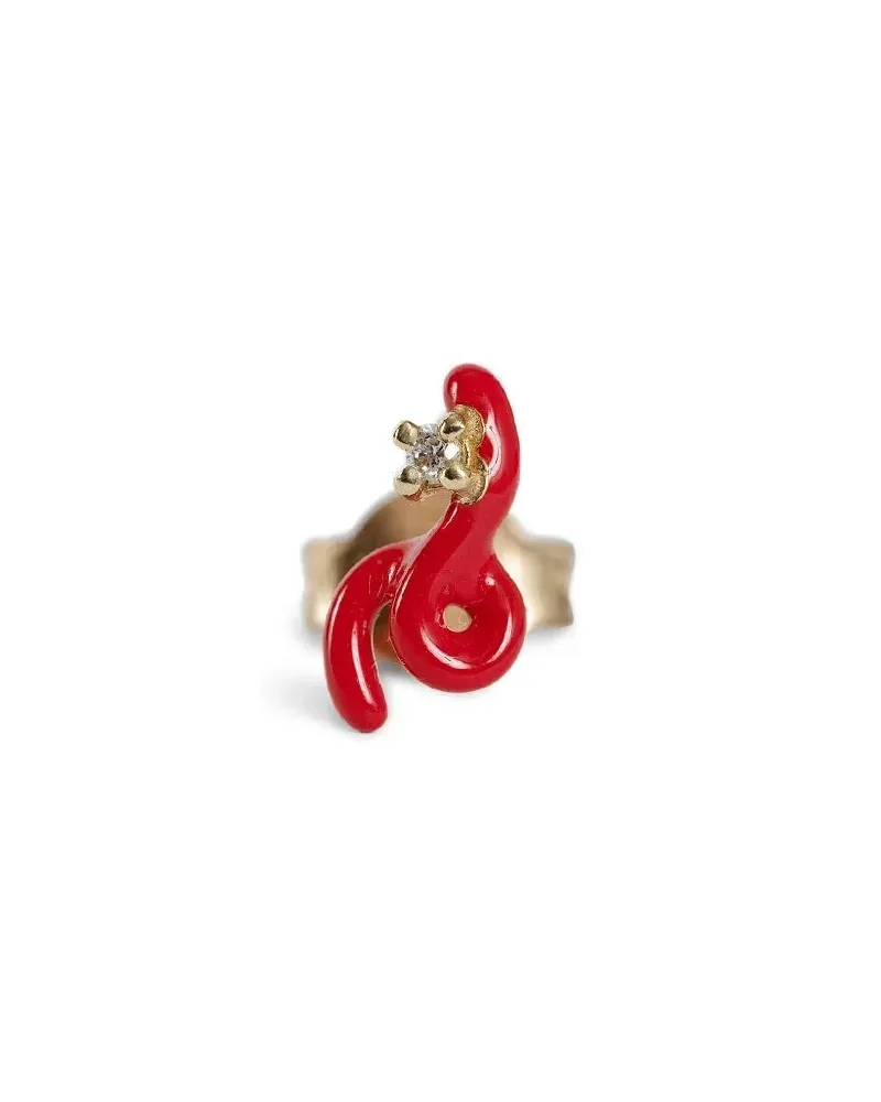 Bea Bongiasca Mini loop singolo orecchino Red
