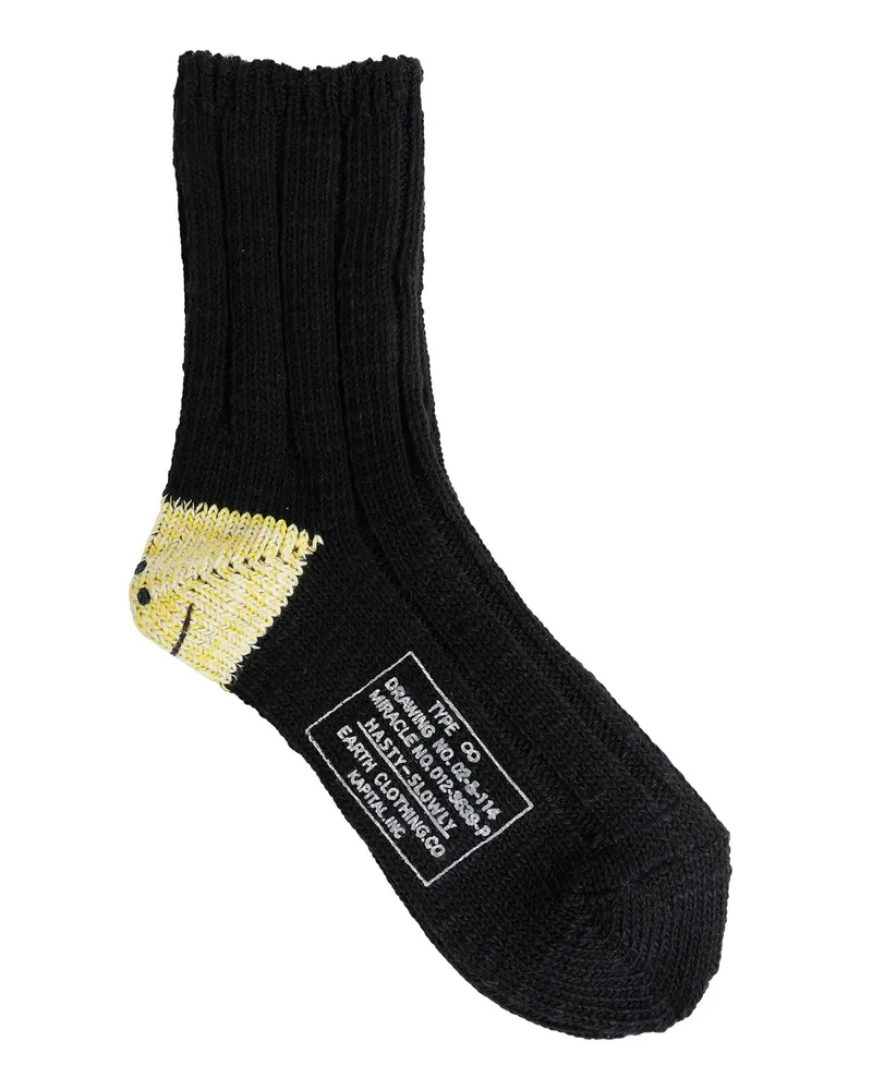 KAPITAL Rainbowy Happy Heel Socks Black