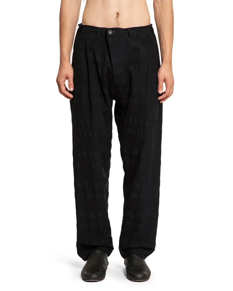 Jan-Jan Van Essche Single pleated loose fit trousers Black