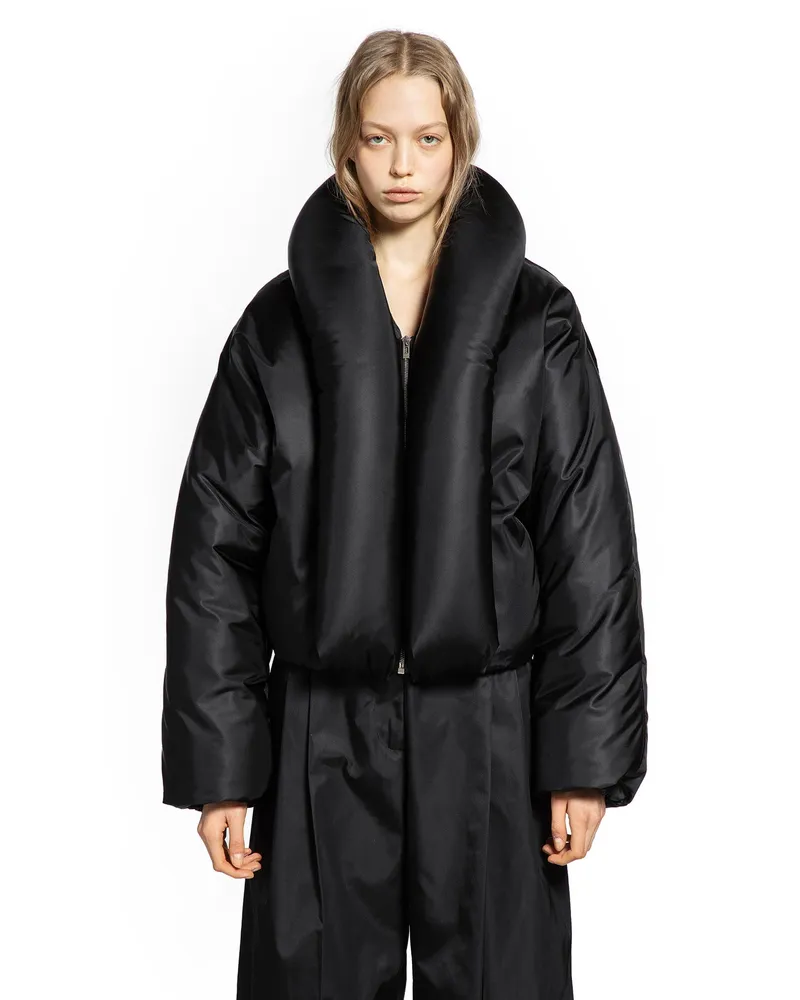 Alaïa Taffeta Padded Bomber Jacket Black