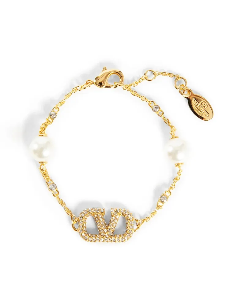 Valentino Garavani Bracciale VLogo con cristalli e Gold