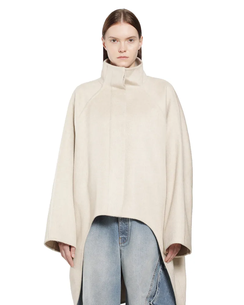 Alaïa Asymmetric Double Face Cashmere Coat Beige