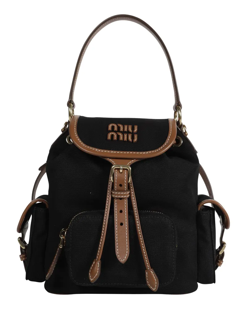 Miu Miu Canvas and Leather Backpack 