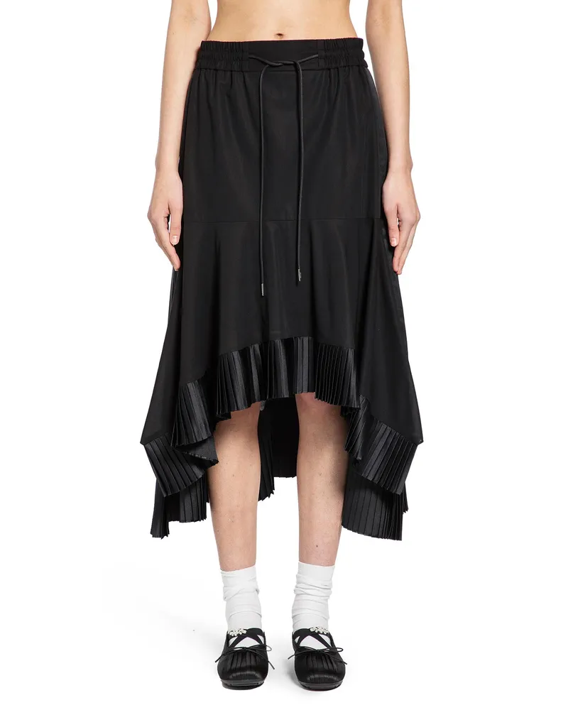 Sacai Cotton Broadcloth Skirt Black