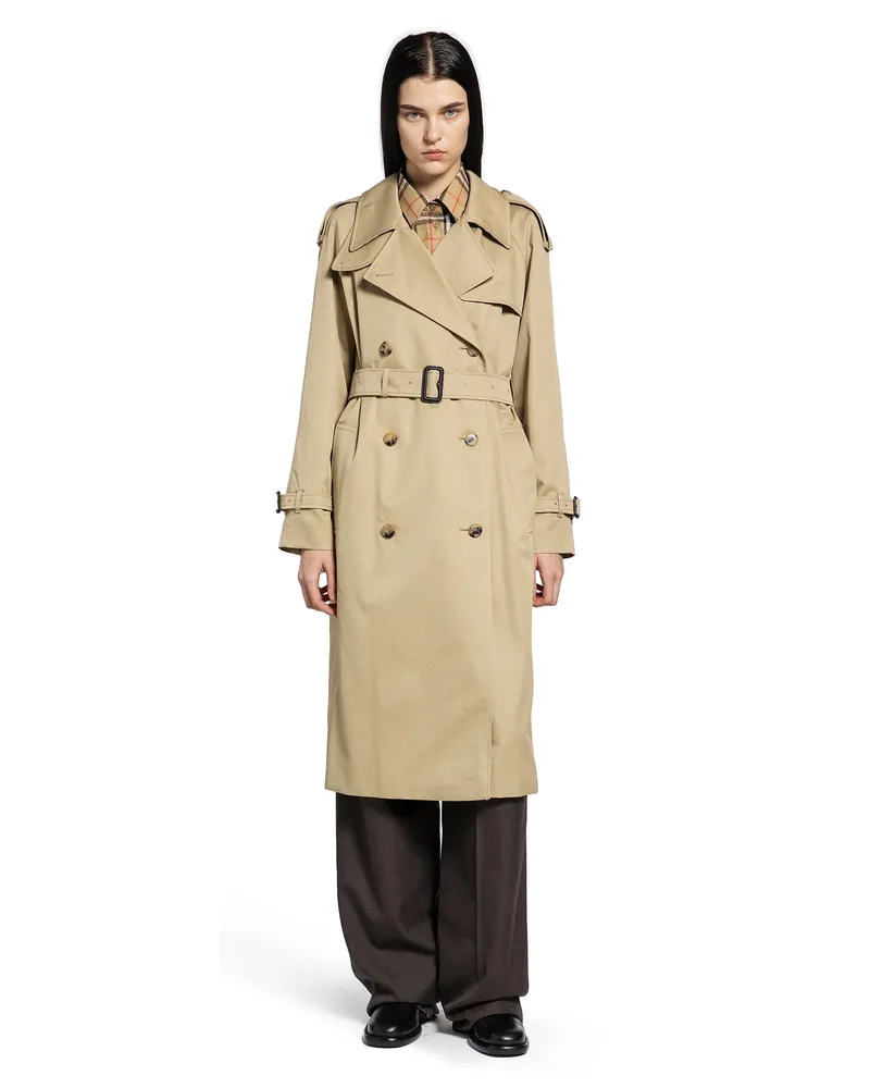 Burberry Long Castleford Trench Coat Beige