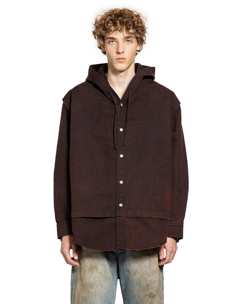 Acne Studios Layered Hooded Jacket Red