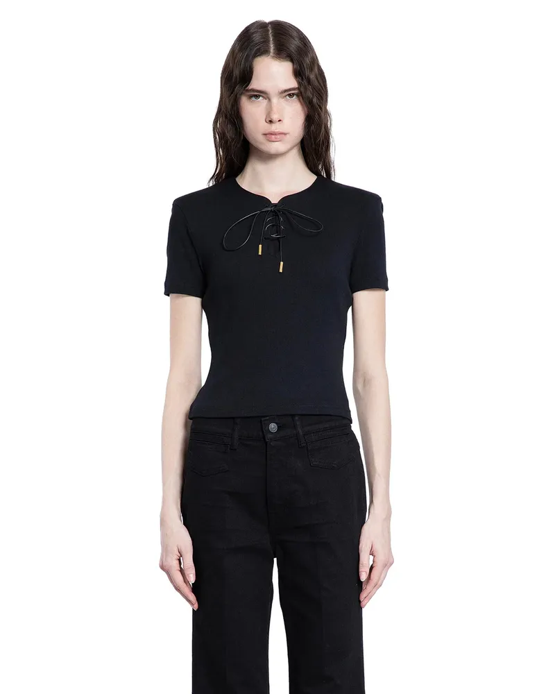 Givenchy Rib Jersey Lace-Up Top Black