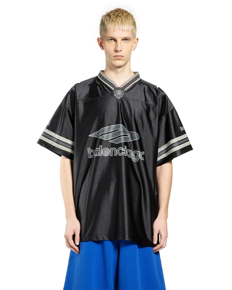 Balenciaga 3B Football V-Neck T-Shirt Black