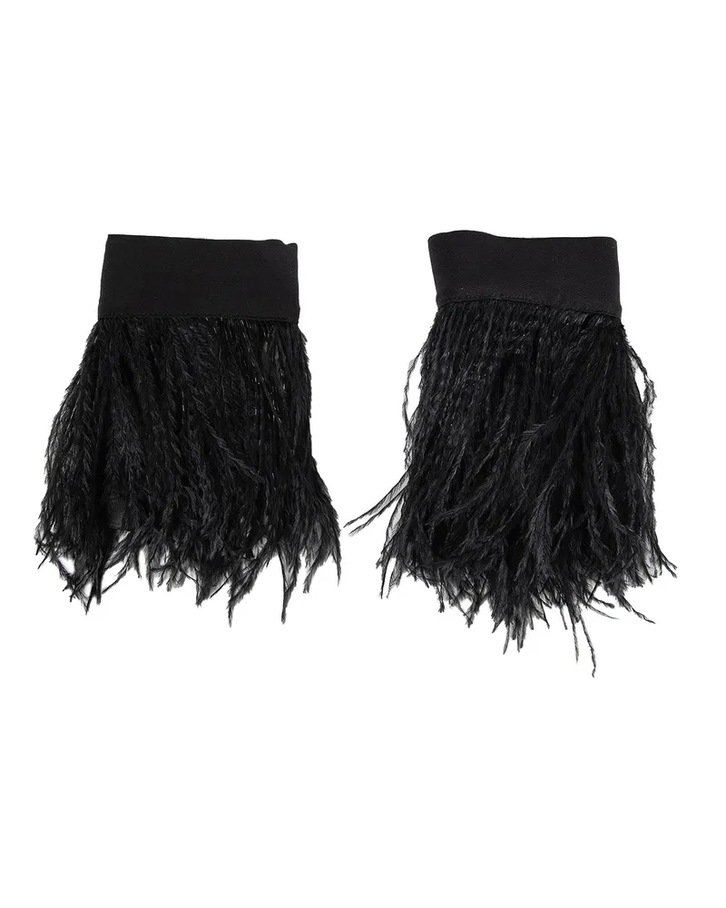 Ann Demeulemeester Vaya Cuffs with Frisè Feathers Black