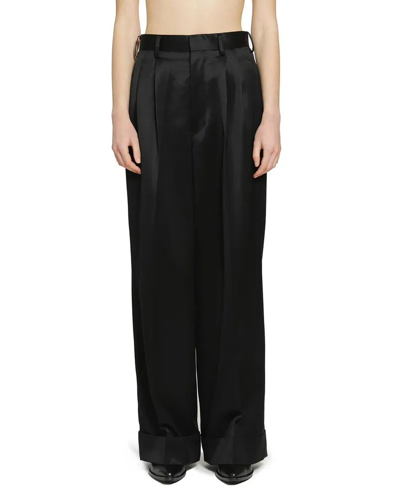 Junya Watanabe Pleated Satin Trousers Black