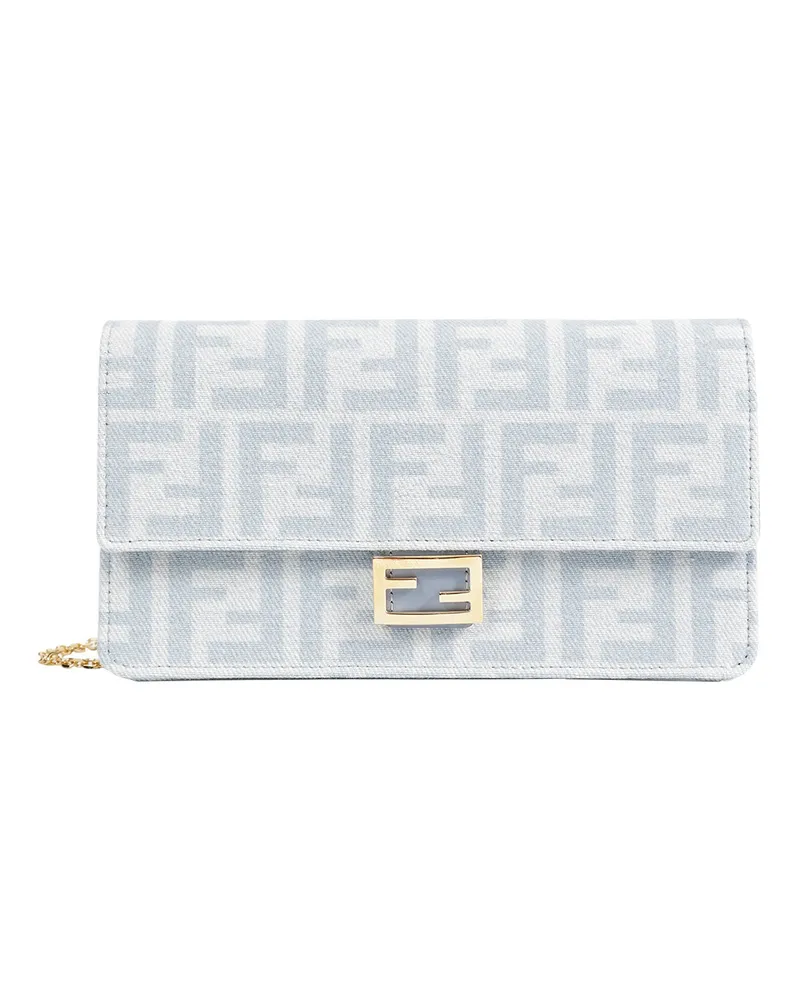 Fendi FF Denim Baguette On Chain Wallet Blue