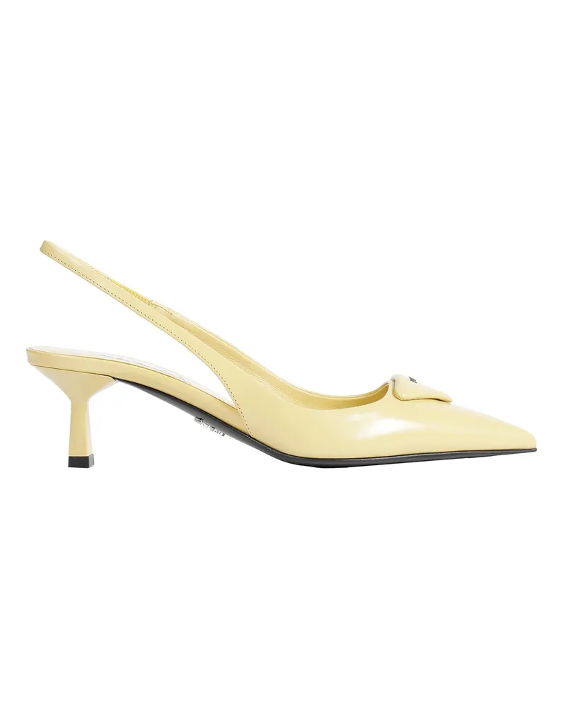 Prada Brushed Leather Singback Pumps Yellow