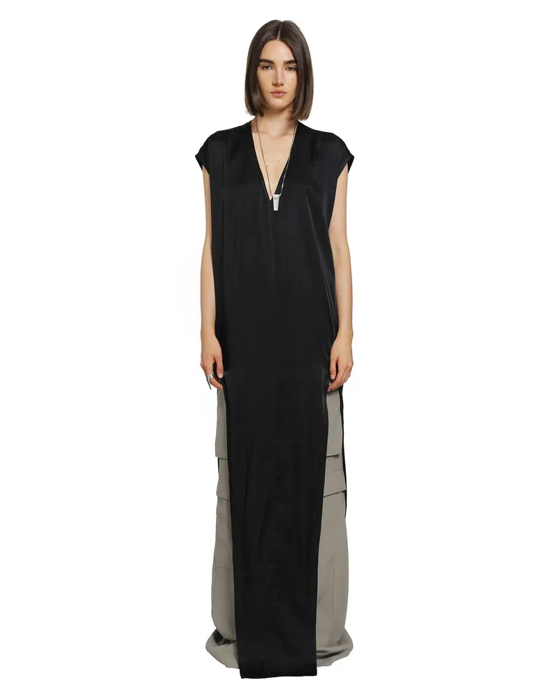 Rick Owens Tower Arrowhead Gown in Washed Charmeuse Black