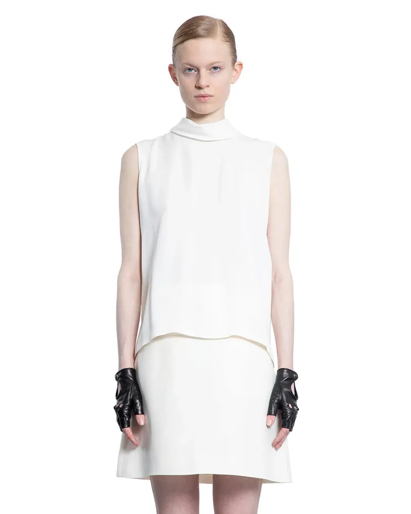 Valentino Garavani Top a collo alto senza maniche in georgette di seta White