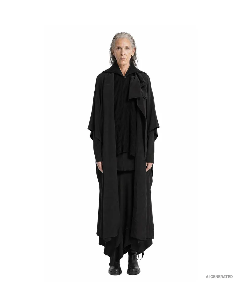 Yohji Yamamoto Knit Combi Kimono Coat Black