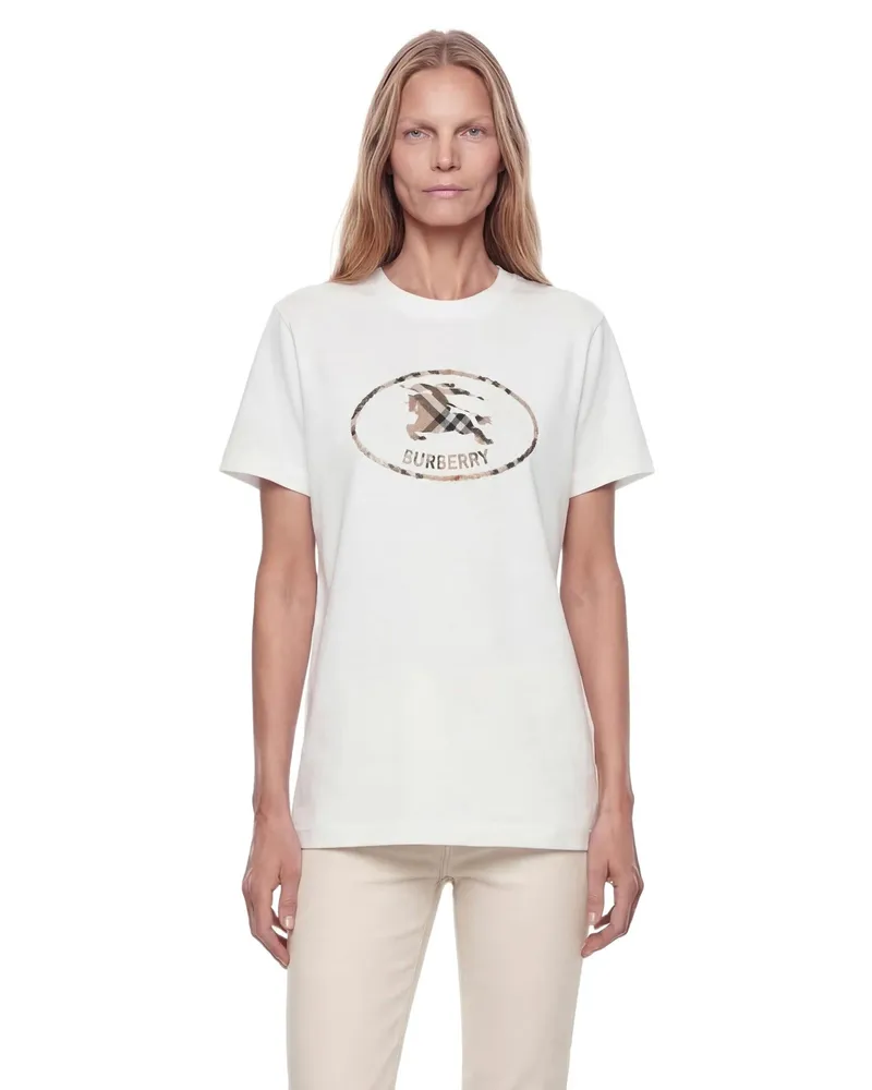 Burberry Check Knight Stamp T-Shirt White