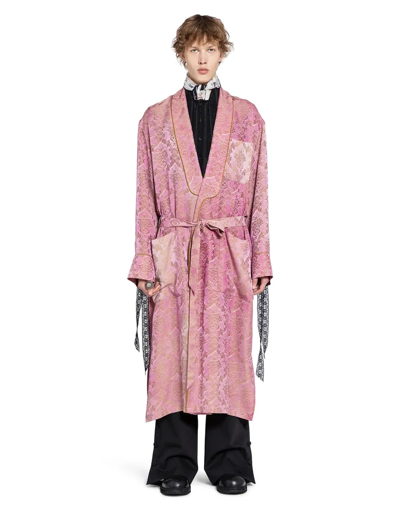 Ann Demeulemeester Vorm Fluid Belted Lounge Robe Coat Pink