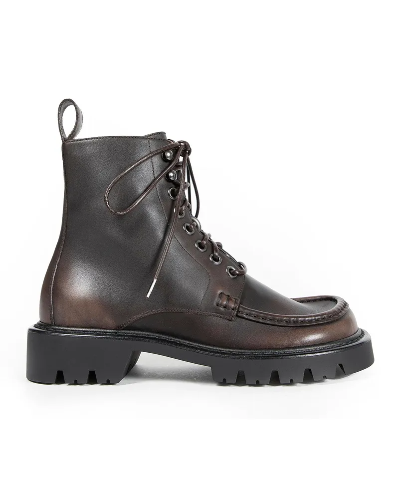 Loewe Sierra Combat Ankle Boots Brown