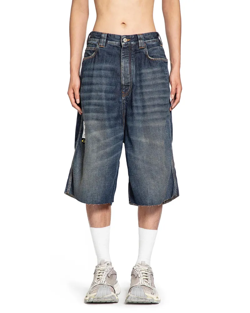 Balenciaga Loop Sports Icon Sticker Denim Shorts Blue