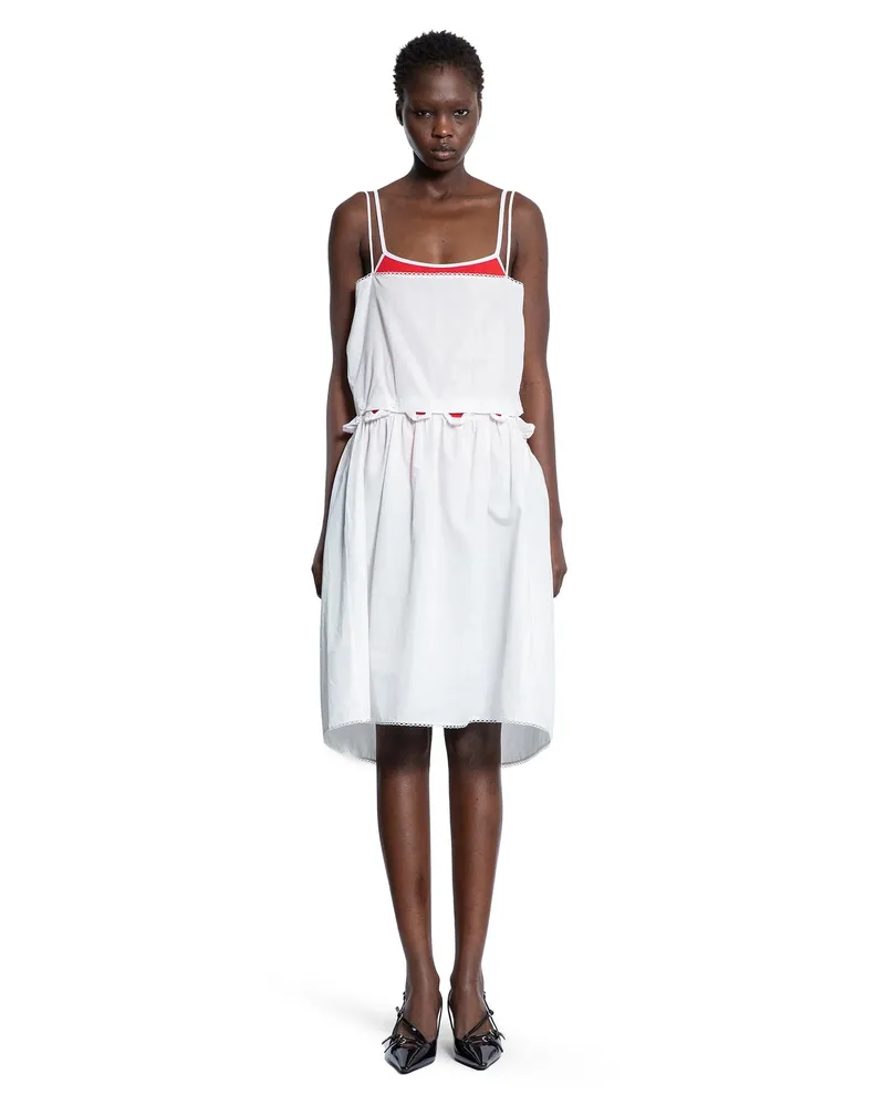 Miu Miu Slubbed Poplin Dress White