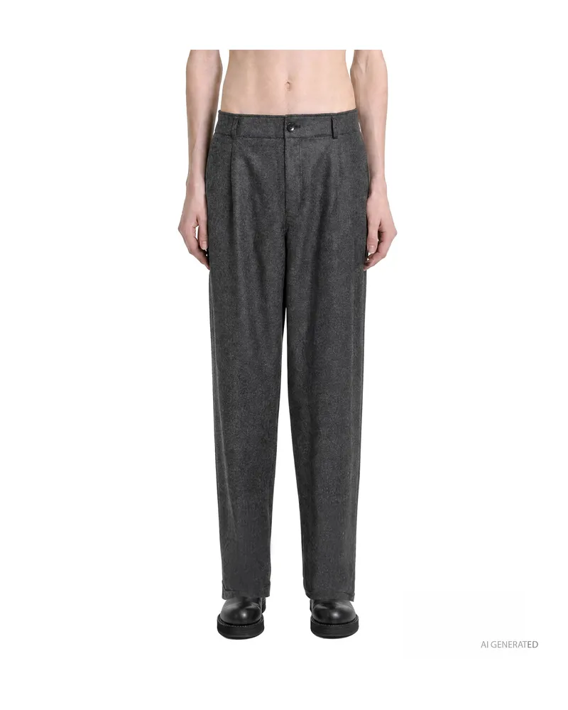Comme des Garçons Pleated Wool Trousers Grey
