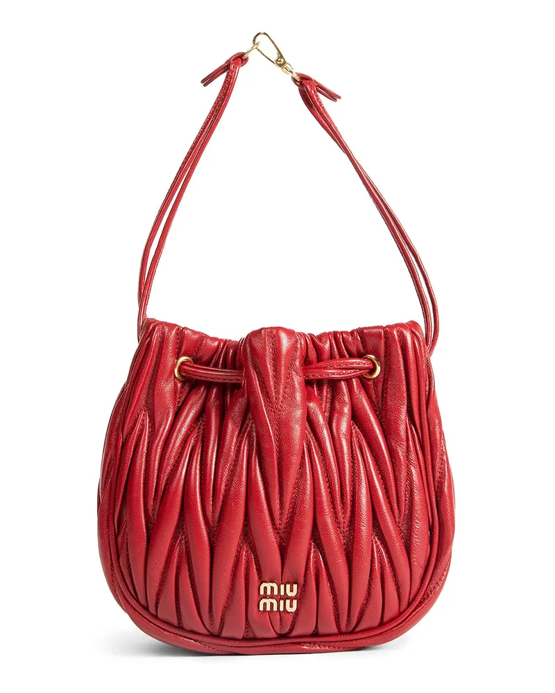 Miu Miu Matelassé nappa leather pouch Red