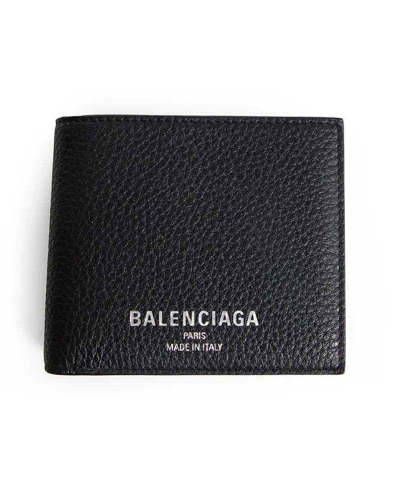 Balenciaga Credit Square Folded Coin Wallet i Black