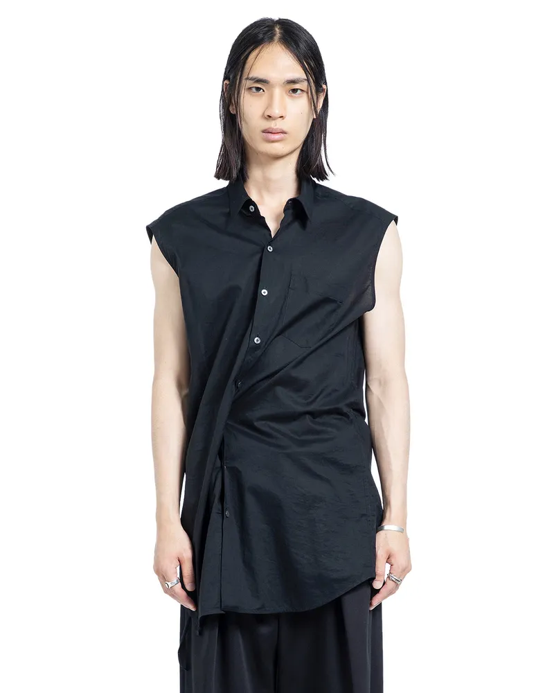 Ann Demeulemeester Dorian Sleeveless Pocket Long Shirt Black