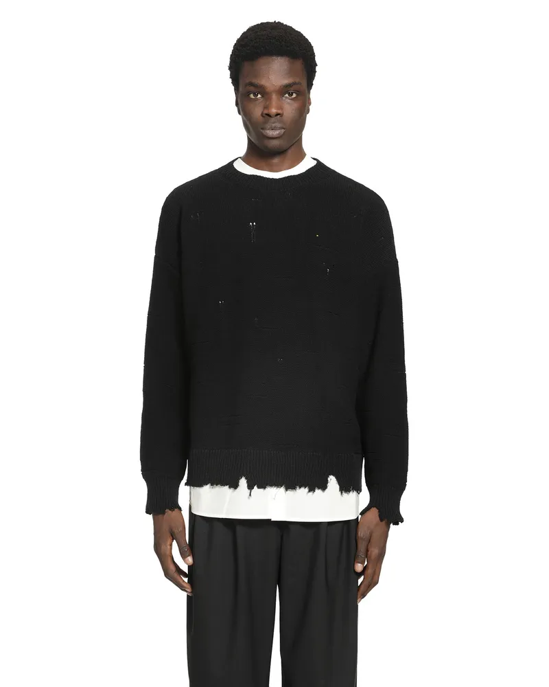 Maison Margiela Distressed Cotton Sweater Black